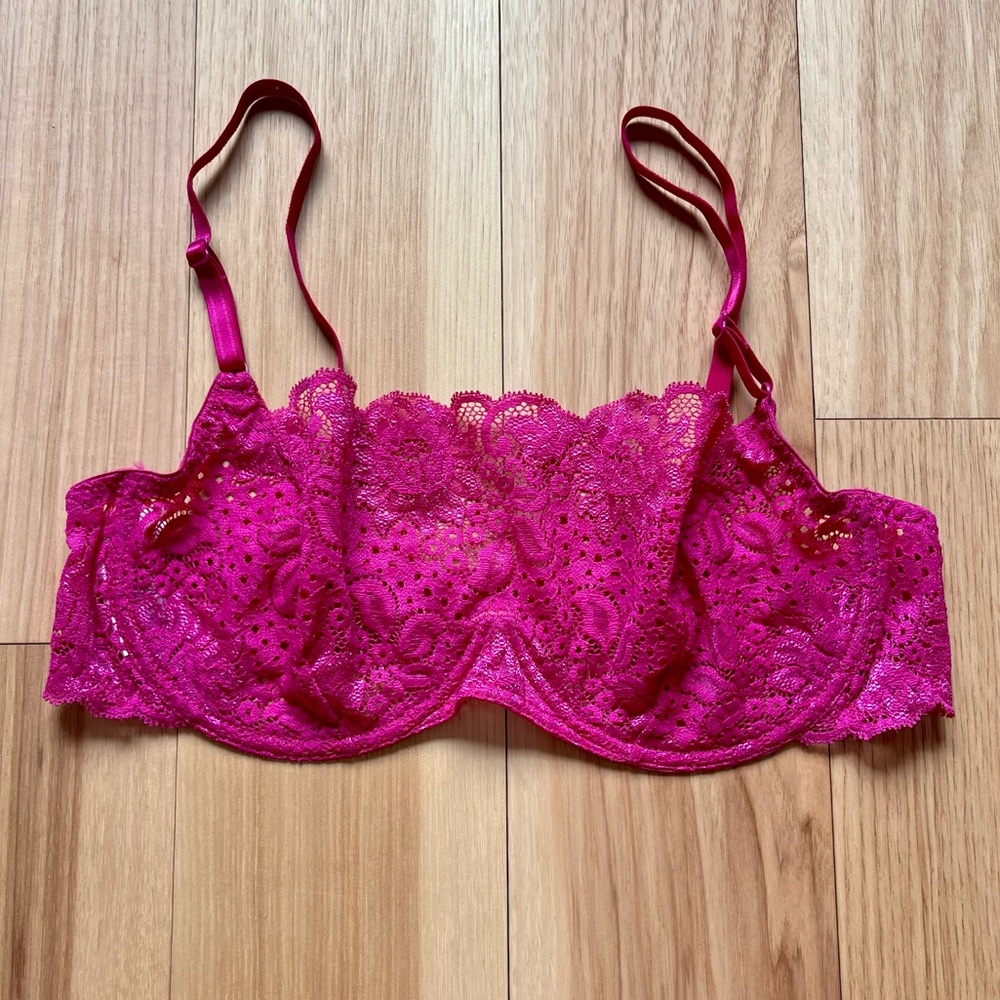 Shape FX Lace Magenta/Pink Balconette Bra Size XL